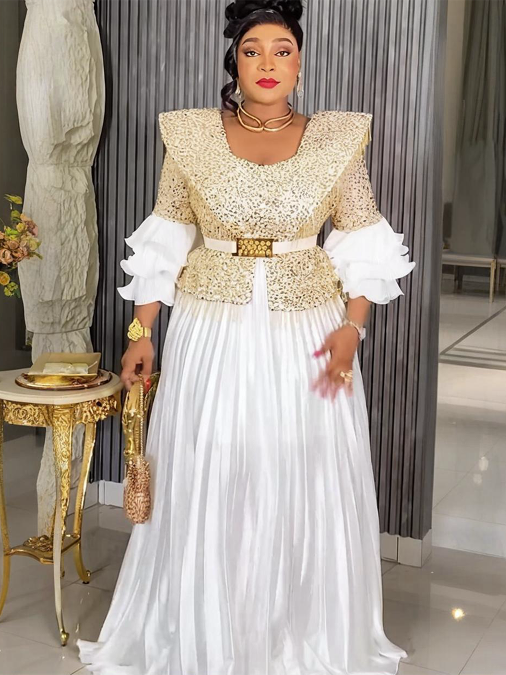 Plus Size African Party Long Dresses for Women 2025 New Dashiki Ankara Sequin Evening Gowns Turkey Outfits Robe Africa Clothing