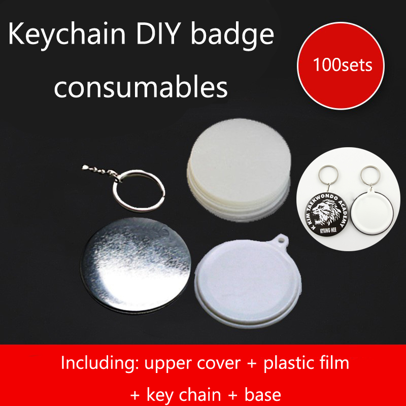 Baru 44Mm/58Mm Tinplate Gantungan Kunci Aksesoris Plastik Gantungan Kunci Rantai Klip Diy Mesin Lencana Kerajinan Produksi 50 Set