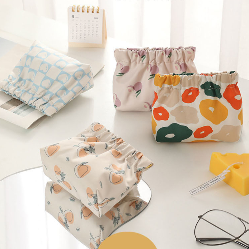 Bolsa de almacenaje de pañuelos sanitarios para mujer, bolsas de tampones, tarjetero, servilleta, toalla, cosméticos, monedero de algodón, organizador