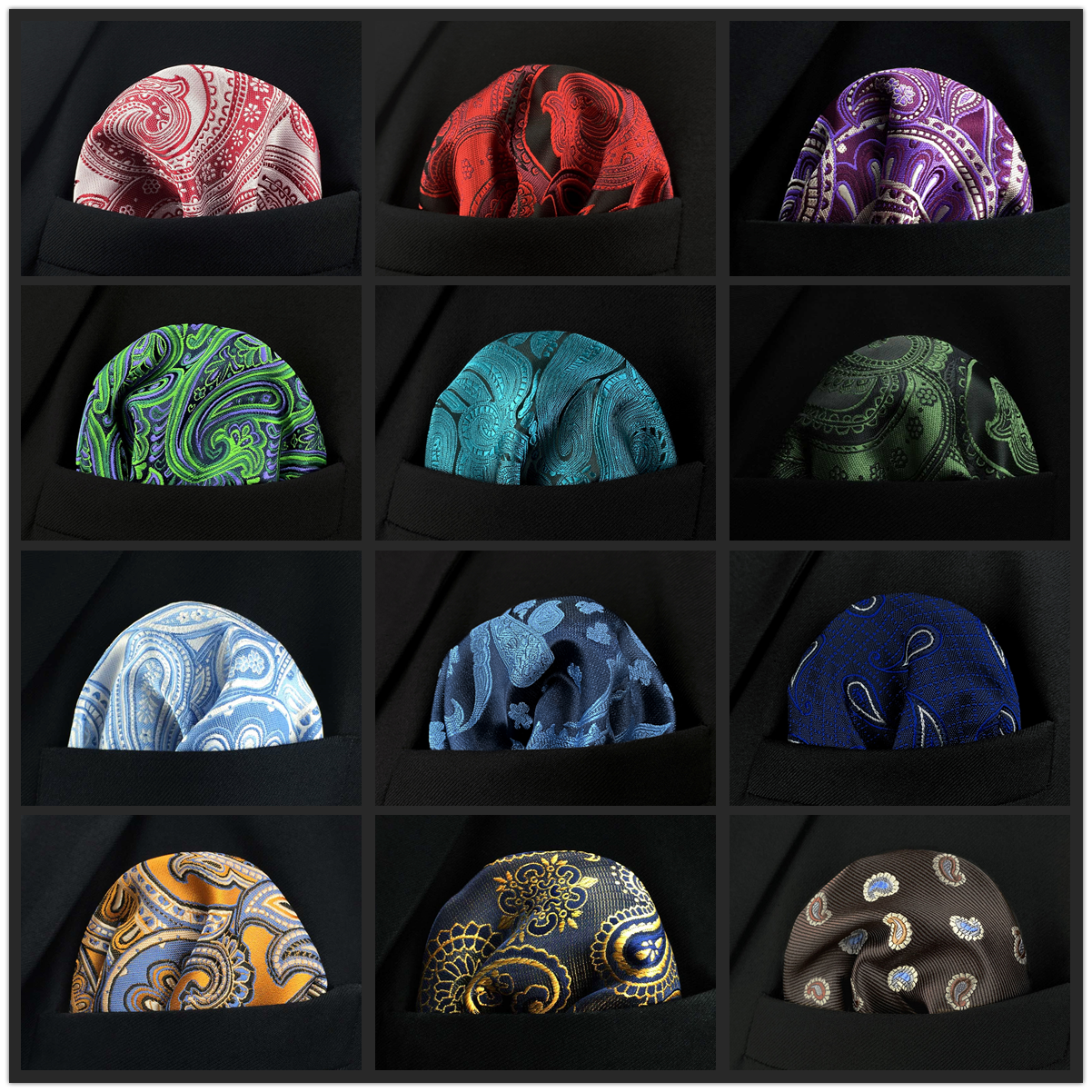 Multicolorido paisley quente masculino bolso quadrado negócios lenço colorido grande 12.6 "32cm moda presente