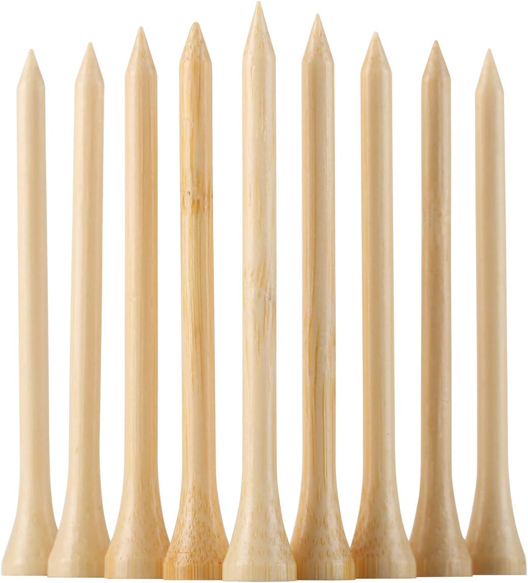 Golf Tees Durable Bamboo Tees 50Pcs/100Pcs 100Pcs 3-1/4" Friendly Biodegradable Material Reduce Friction Side Spin More Stable