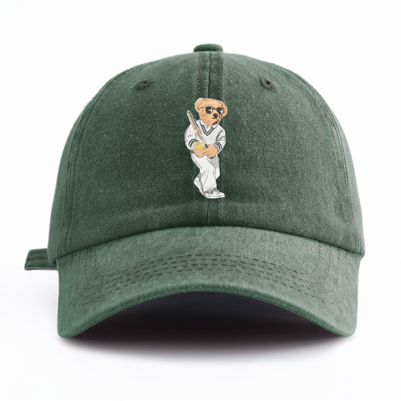 Gorra de béisbol lavada con estampado de oso de béisbol para adultos, estilo Retro minimalista, informal, suave y ajustable, perfecta como regalo, 1 ud.