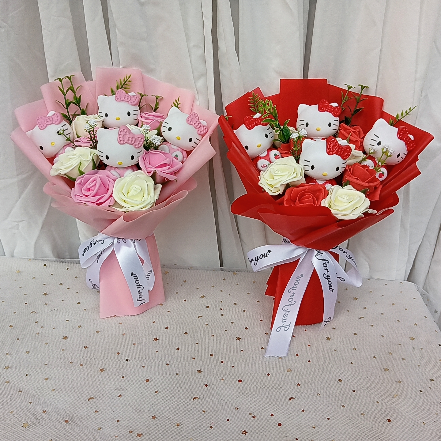 Hello Kitty Bouquet mignon dessin animé Kuromi ma mélodie peluche poupée fleur cannelle saint valentin noël anniversaire cadeau