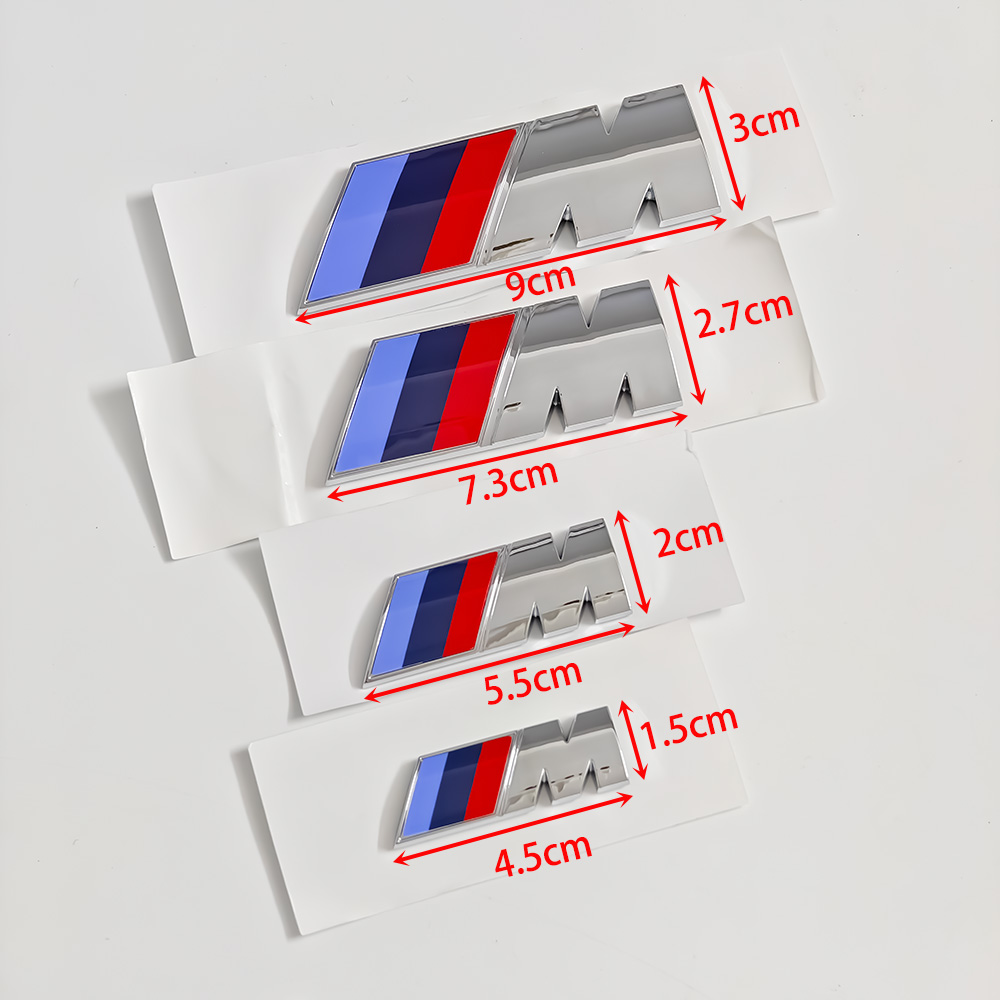 Эмблемы и наклейки с логотипом M для BMW M3, M5, M6 (E90, F30, E46, G20, E36) — 45 мм, 55 мм, 73 мм, 90 мм. Наклейки на крыло, багажник, аксессуары.