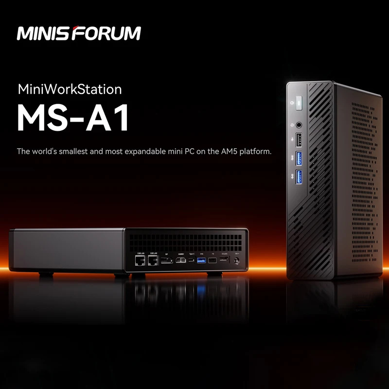MINISFORUM MS-A1 Mini PC Barebones AMD AM5 ซ็อกเก็ต USB4.0 ไม่มี CPU/RAM/SSD/OS OCulink Tri-Display Gaming มินิเดสก์ท็อปคอมพิวเตอร์