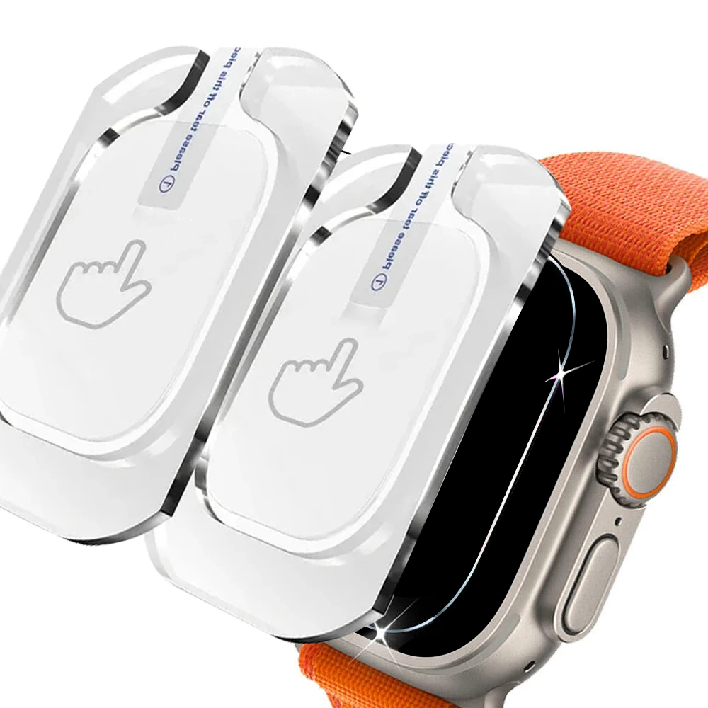 Película de vidrio templado HD para Apple Watch Series Ultra 49mm con herramienta de alineación Protector de pantalla de fácil instalación para iWatch Ultra 2
