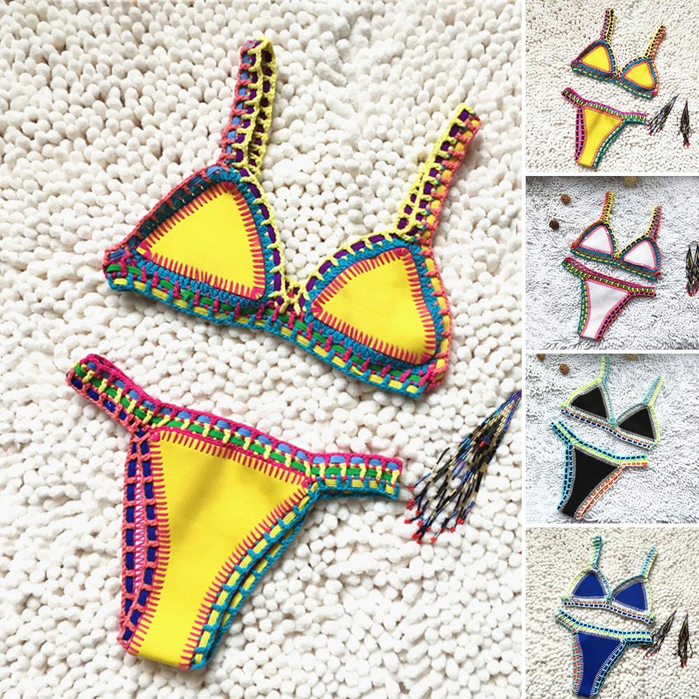 2 unids/set traje de baño para mujer elegante sin espalda conjunto de Bikini de verano traje de baño de verano de dos piezas