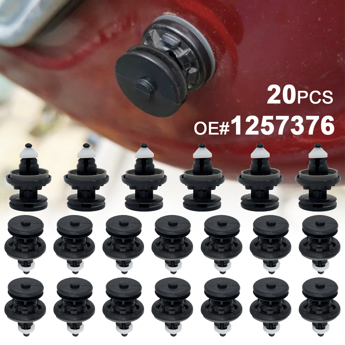20X Rivetti in plastica di nylon Foro da 8 mm Clip di fissaggio Pannello porta auto Carta Push Fermo Trim Clip per Ford Kuga C-Max Focus 2005-2014