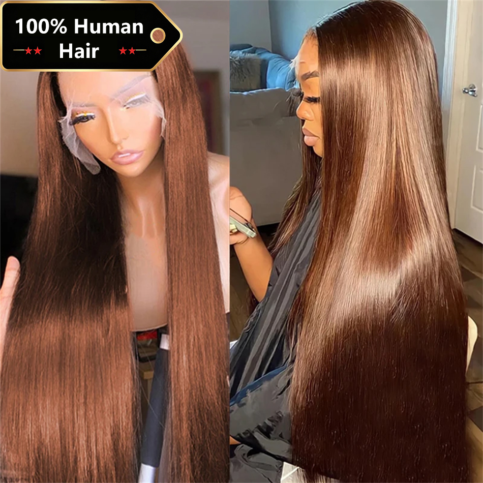 13x4 chocolat brun dentelle avant perruques cheveux humains pour les femmes 13x6 Hd droite dentelle frontale perruque 4x4 5x5 fermeture perruque de cheveux humains