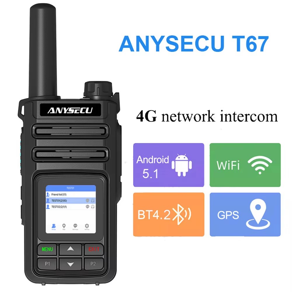 ANYSECU T67 4G Network Radio Android 5.1 LTE/WCDMA With WIFI GPS Walkie Talkie Compatible with Zello or Real-ptt or GLOBAL-PTT