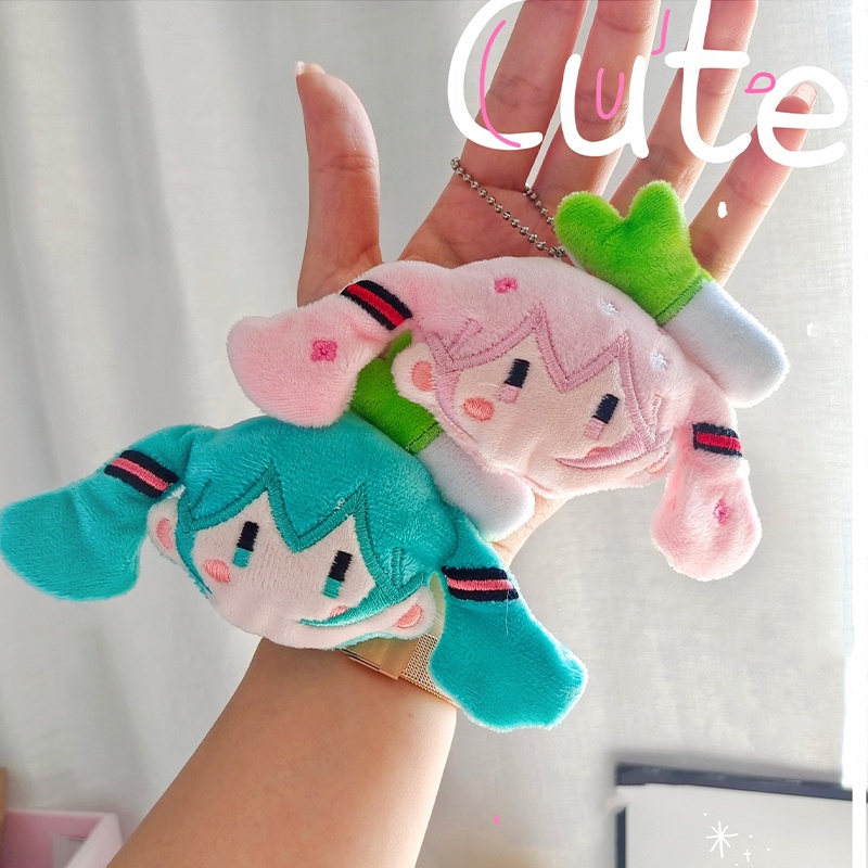 Hatsune Miku muñeco de peluche de juguete, llavero de dibujos animados de Anime, peluches de modelado, bolsa de Miku de peluche suave, colgante, accesorios de decoración, regalo