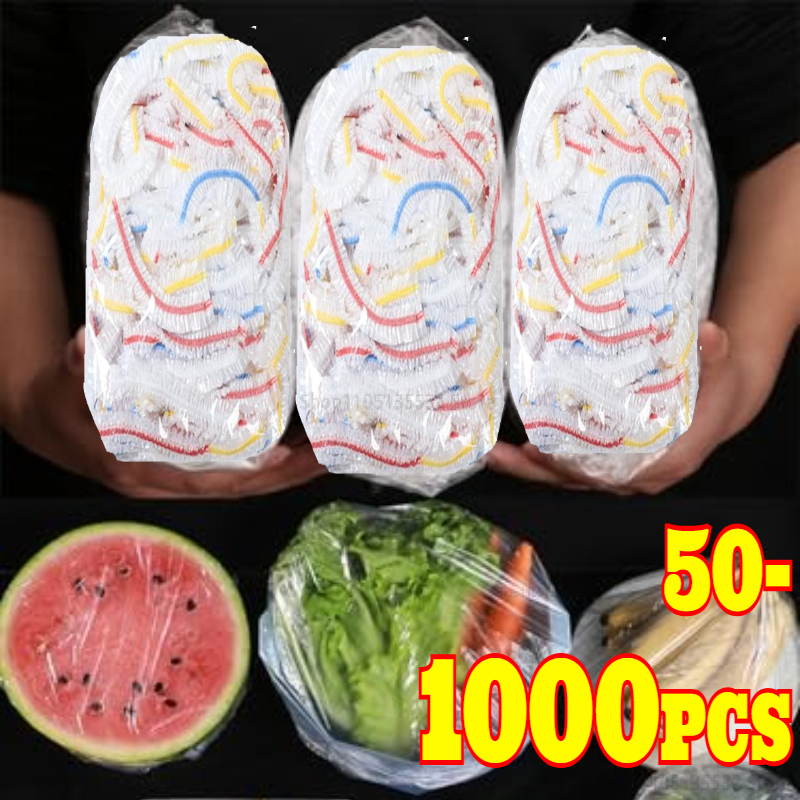 50-1000 pces descartável capa de alimentos envoltório grau alimentício frutas vegetais saco de armazenamento elástico saco de plástico cozinha fresco mantendo saco