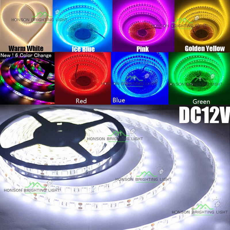 Tira de luces LED de 12v SMD 2835 Tiras RGB rojo azul verde blanco cálido Flexible Ruban lámpara LED Lampada cinta Navidad