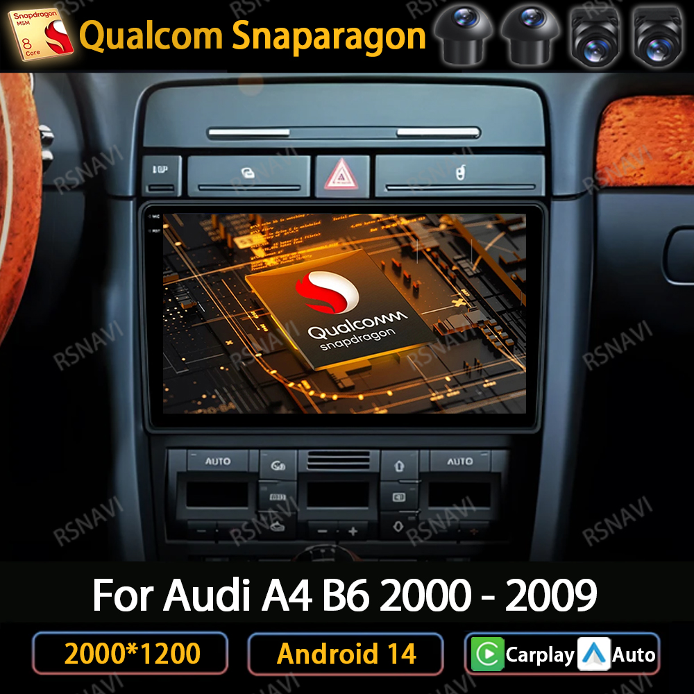 Автомобильный радиоприемник Android 14 для Audi A4 2000-2009 B6 B7 S4 B7 B6 RS4 SEAT Exeo Carplay Автомультимедийный видеоплеер Navi GPS 4G WIFI