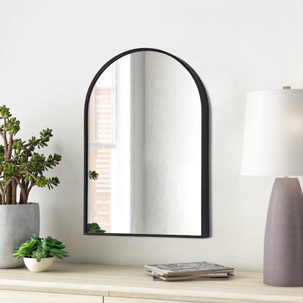 Zwart Aluminium Gebogen Wandspiegel, 50 & 60 & 70Cm