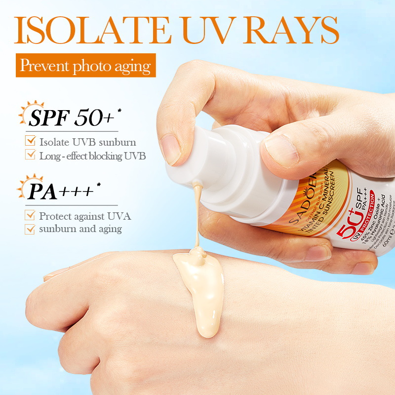 Hochwirksamer Vitamin C Mineralischer Sonnenschutz SPF50 PA+++ Sonnencreme Nicht-klebende Gesichts-Sonnencreme UV-Schutz Schnell Einziehend