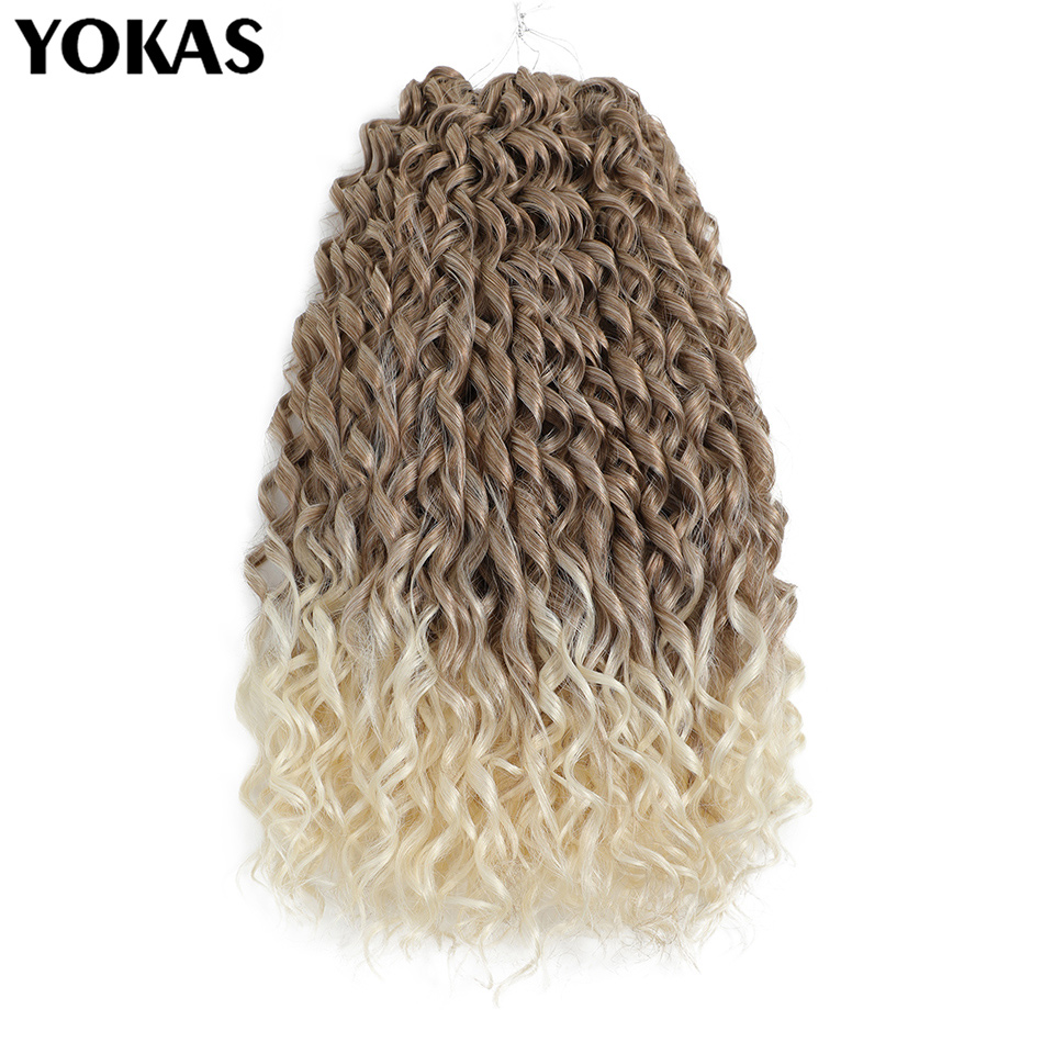 Jessica cabelo profundo ondulado torção cabelo de crochê sintético cabelo encaracolado tranças de crochê extensões de cabelo de fibra de alta temperatura