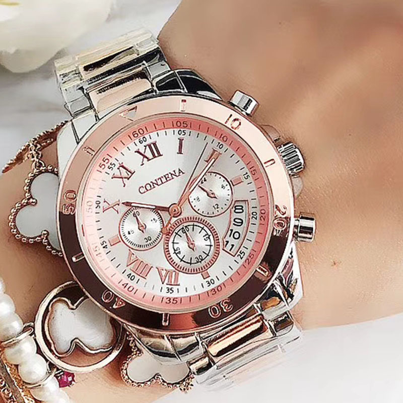 CONTENA Top marque montres de luxe pour les femmes mode Bracelet en acier créatif montres pour femmes dames montre à Quartz Reloj Mujer