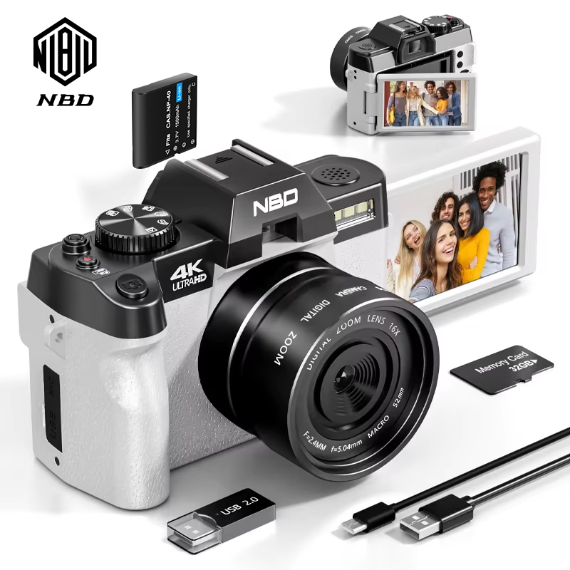 NBD photographie appareil photo numérique 48MP et 4K caméra vidéo/Vlog avec WiFi 60FPS caméra de voyage à mise au point automatique pour les débutants en photographie