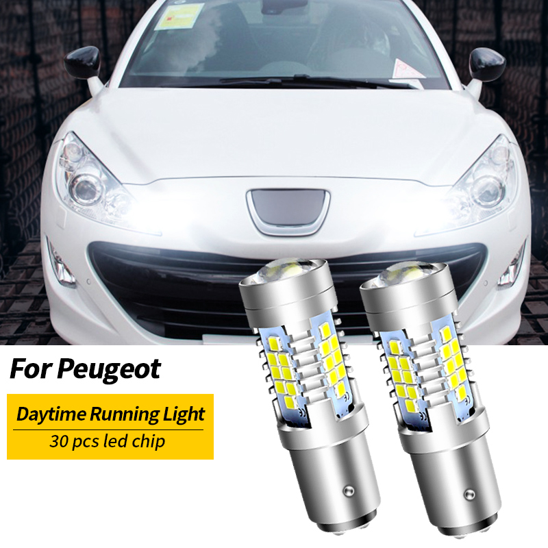 2 Buah Lampu Lari Siang Hari LED Lampu Bohlam DRL Canbus Tanpa Kesalahan P21/5W 1157 BAY15D untuk Peugeot 408 308 3008 RCZ