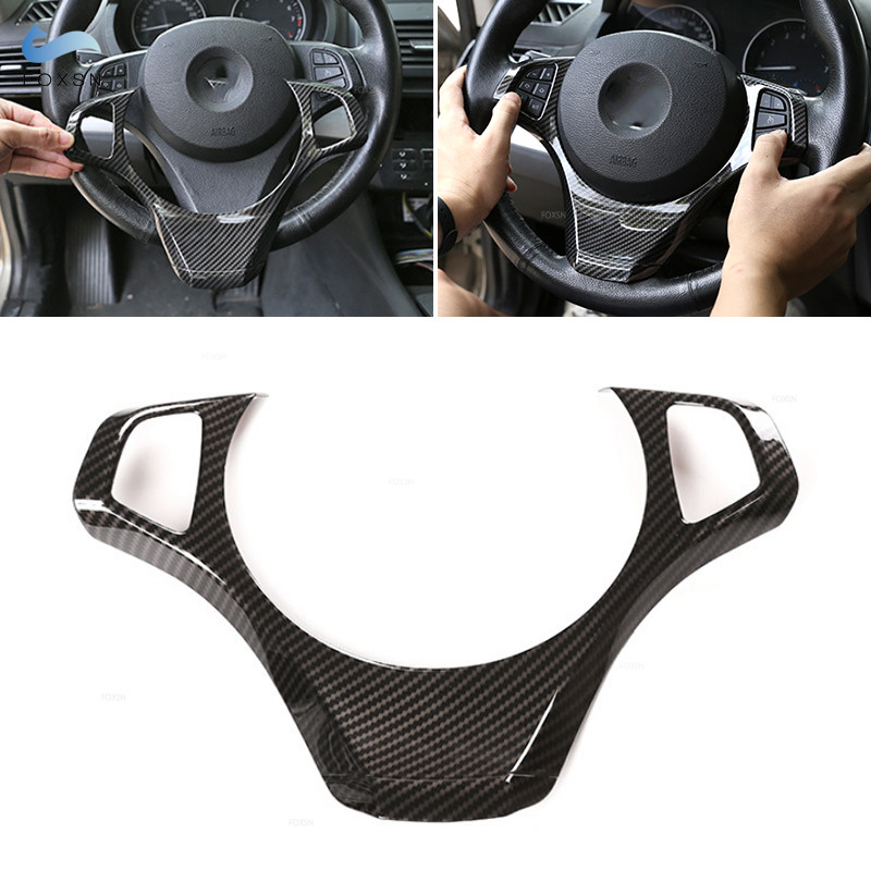 Per BMW X3 E83 2006 2007 2008 2009 ABS Cromo/Fibra di Carbonio Texture Accessori Auto Interni Volante Trim Copertura Decor