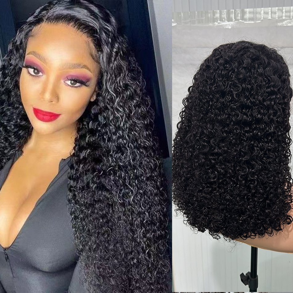 100% Raw Virgin Human Hair Bob Curly HD Lace Front Wigs Black Double Drawn Kinky Curly Hair 13x4 Lace Frontal Wigs 250% Density