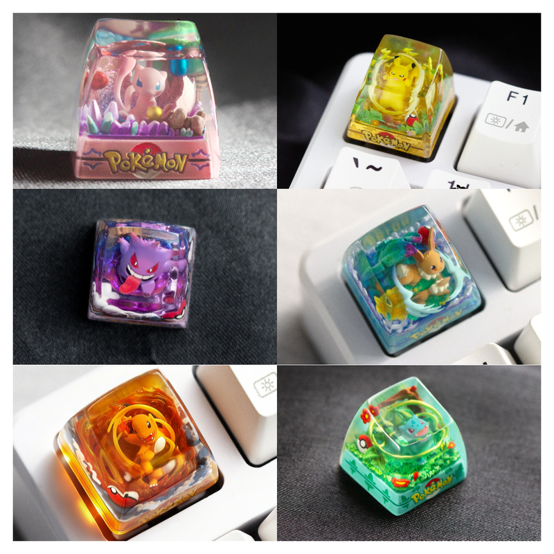Keycap de Anime Pokémon Snorlax Pikachu Gengar, Feito à Mão, Resina Personalizada, Esc para Entusiastas de Teclados Mecânicos