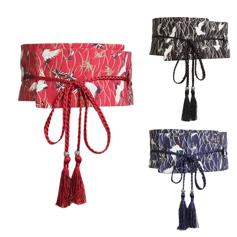 tipo Kimono japonés para mujer, cinturón fajas decorativas para mujer, exquisito cinturón ancho Hanfu, decoración