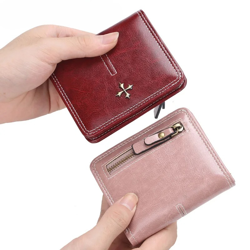 Luksusowy, mały portfel damski ze skóry z kieszonką na monety, cienka portmonetka, etui na karty kredytowe dla kobiet, mini portfelik na pieniądze.