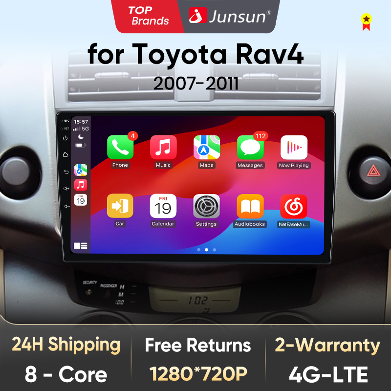 Junsun V1 AI voz inalámbrica CarPlay Android Auto Radio para Toyota RAV4 2007-2011 4G coche Multimedia GPS 2din autoradio