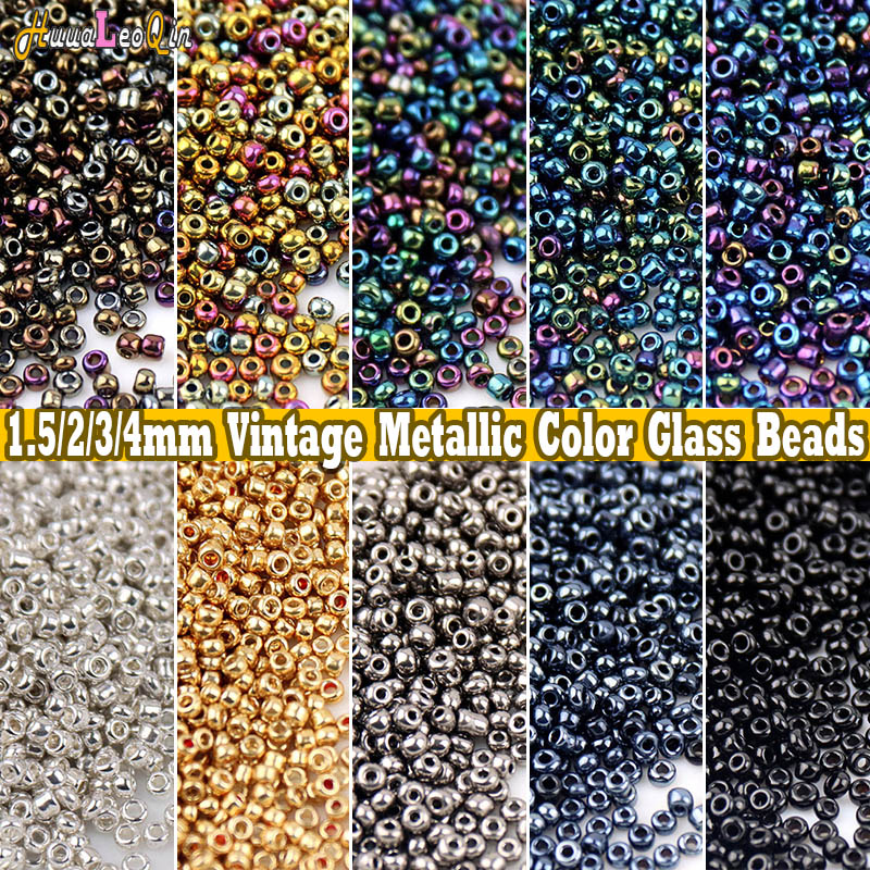 1.5mm 2mm 3mm 4mm contas de vidro metálico vintage 15/0 12/0 8/0 6/0 contas de semente para bordado jóias fazendo diy costura artesanal