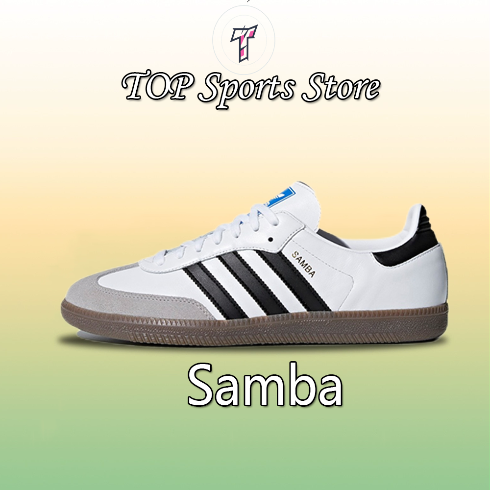 Adidas Originals Samba Low OG รองเท้าสเก็ตบอร์ดสําหรับบุรุษและสตรีรองเท้าผ้าใบคลาสสิกสีดําและสีขาว