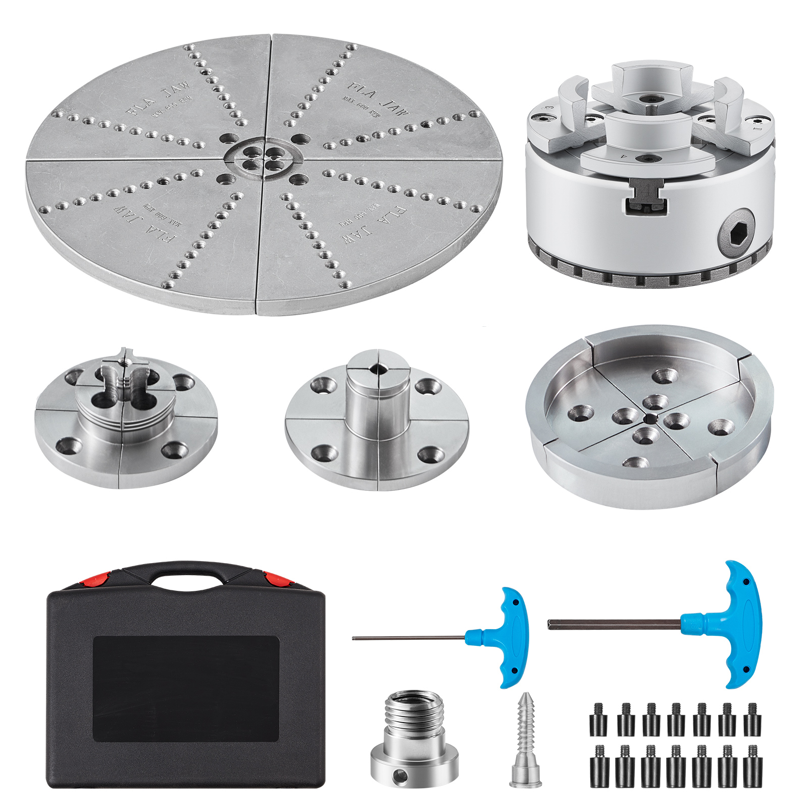 SucceBuy KP965 Metal Lathe Chuck 4-Jaw 3.75"Diameter with 5 Sets of Jaws Self-centering Tool Accessories for Precision Machining