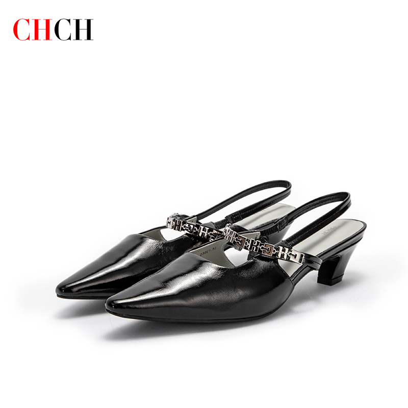 CHCH-Sandalias de tacón alto con correa para mujer, zapatos de tacón bajo con Gato puntiagudo, 2024