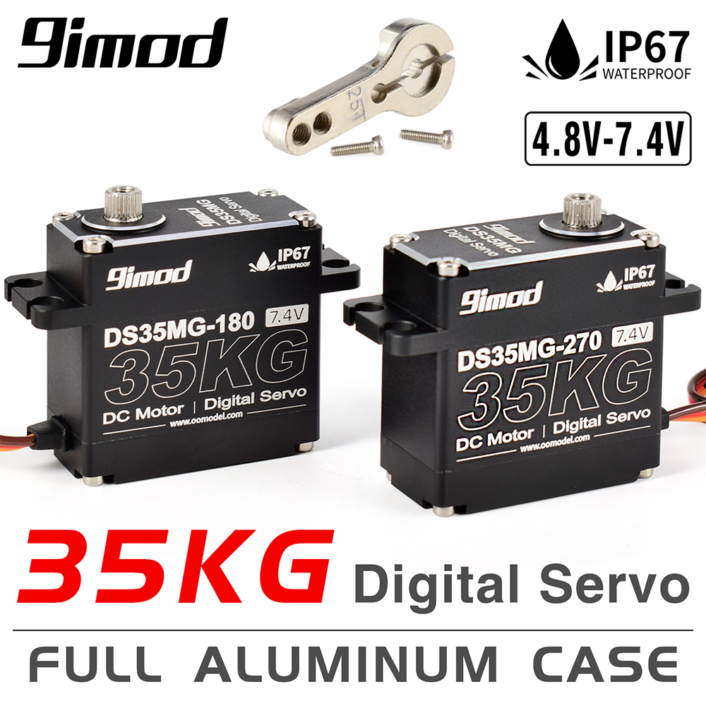 9imod DS35MG 35kg Servo tahan air 180 °/270 ° casing aluminium penuh gir baja tahan karat torsi tinggi untuk mobil RC 1/8 1/10