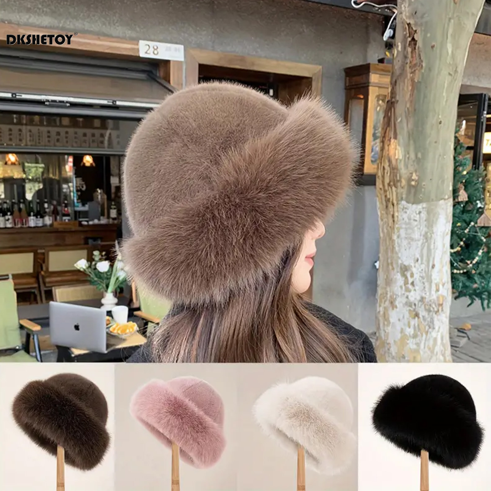 Gorro grueso de piel cálida de felpa para mujer, gorro esponjoso, gorro grueso cálido de invierno, gorros mongoles para clima frío, gorros de nieve