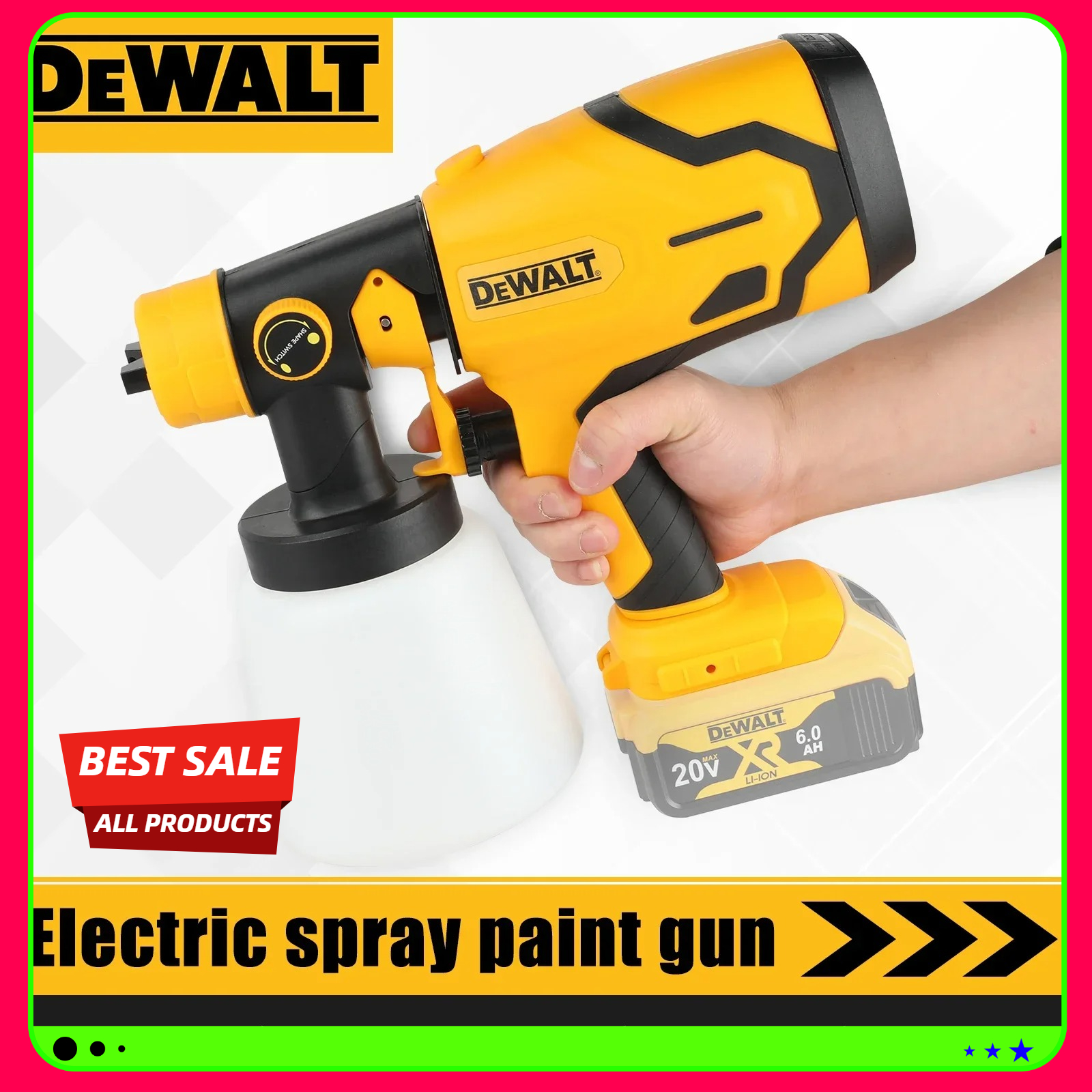 DEWALT Cordless Paint Spray Gun,1000ML,High Power for Auto,Furniture & Steel Coating–Electric Airbrush Tool for Professional