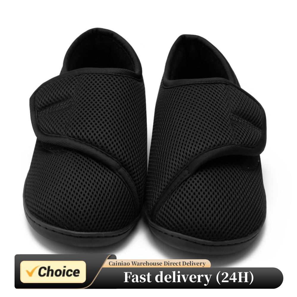 Unisex Diabetikerschuhe, breite Gehschuhe, Plüschfutter, leichte Ödemschuhe, Klettverschluss-Sneaker für Plantarfasziitis
