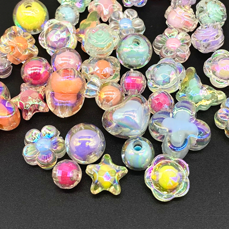 20 pcs AB สีหัวใจลูกปัดอะคริลิค Star Shape Charms สร้อยข้อมือสร้อยคอสําหรับเครื่องประดับทําอุปกรณ์ DIY # ZZ04