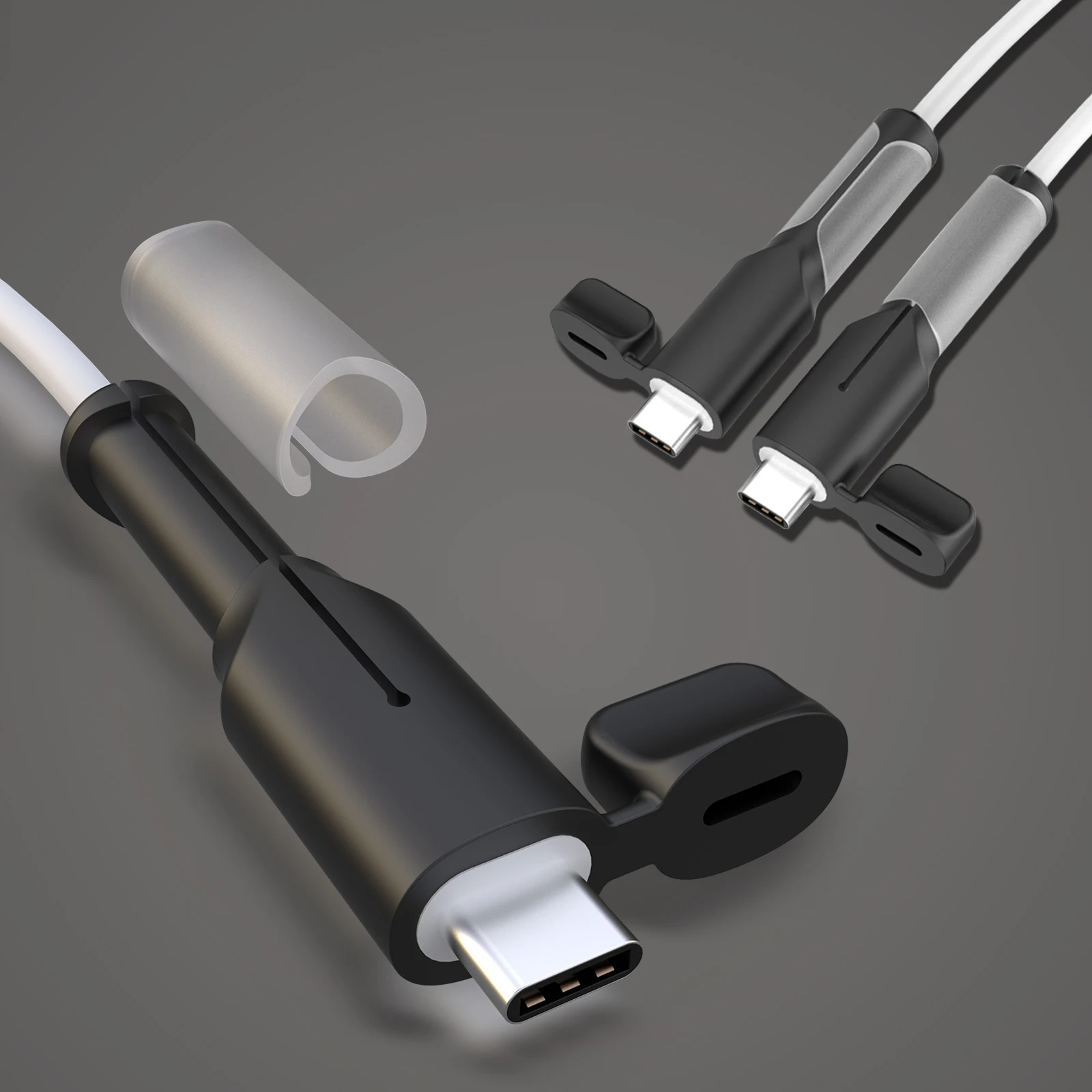 Protezione per cavo di ricarica, protezione per cavo di ricarica in silicone da tipo C a tipo C/iPhone/USB A, protezione per cavo da 2 pollici con avvolgicavo