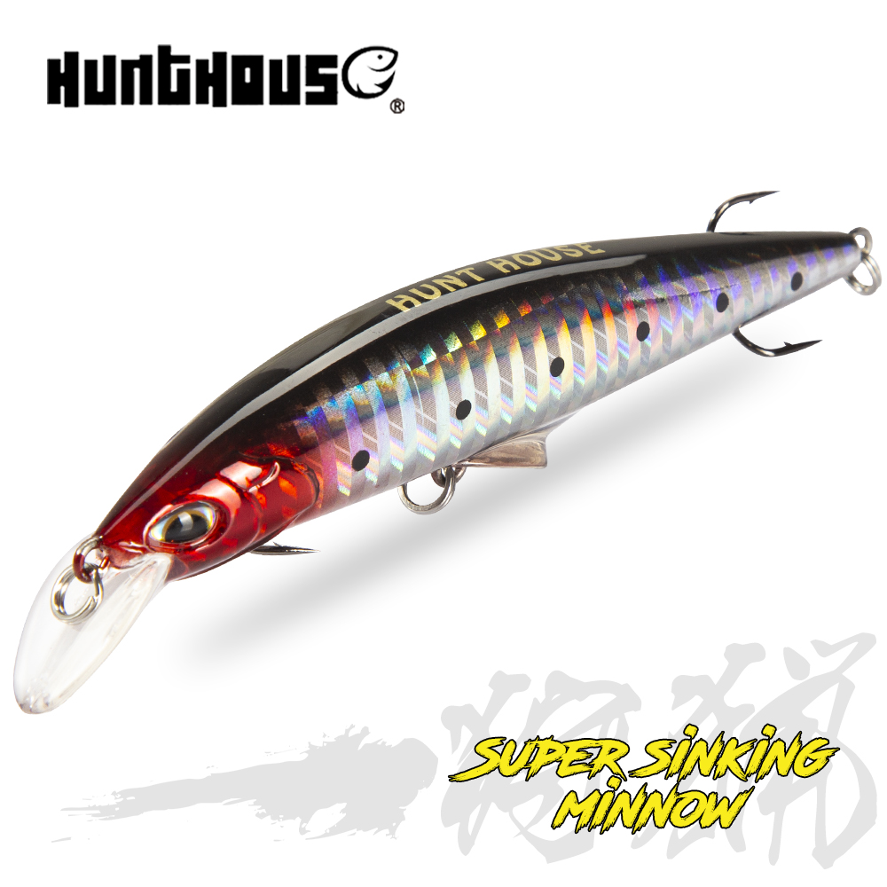 Hunthouse Heavy Minnow Köder G-Control Künstlicher Sinkender Wobbler Angelköder 95mm/28g 120mm/41g für Salzwasser-Barsch und Forelle