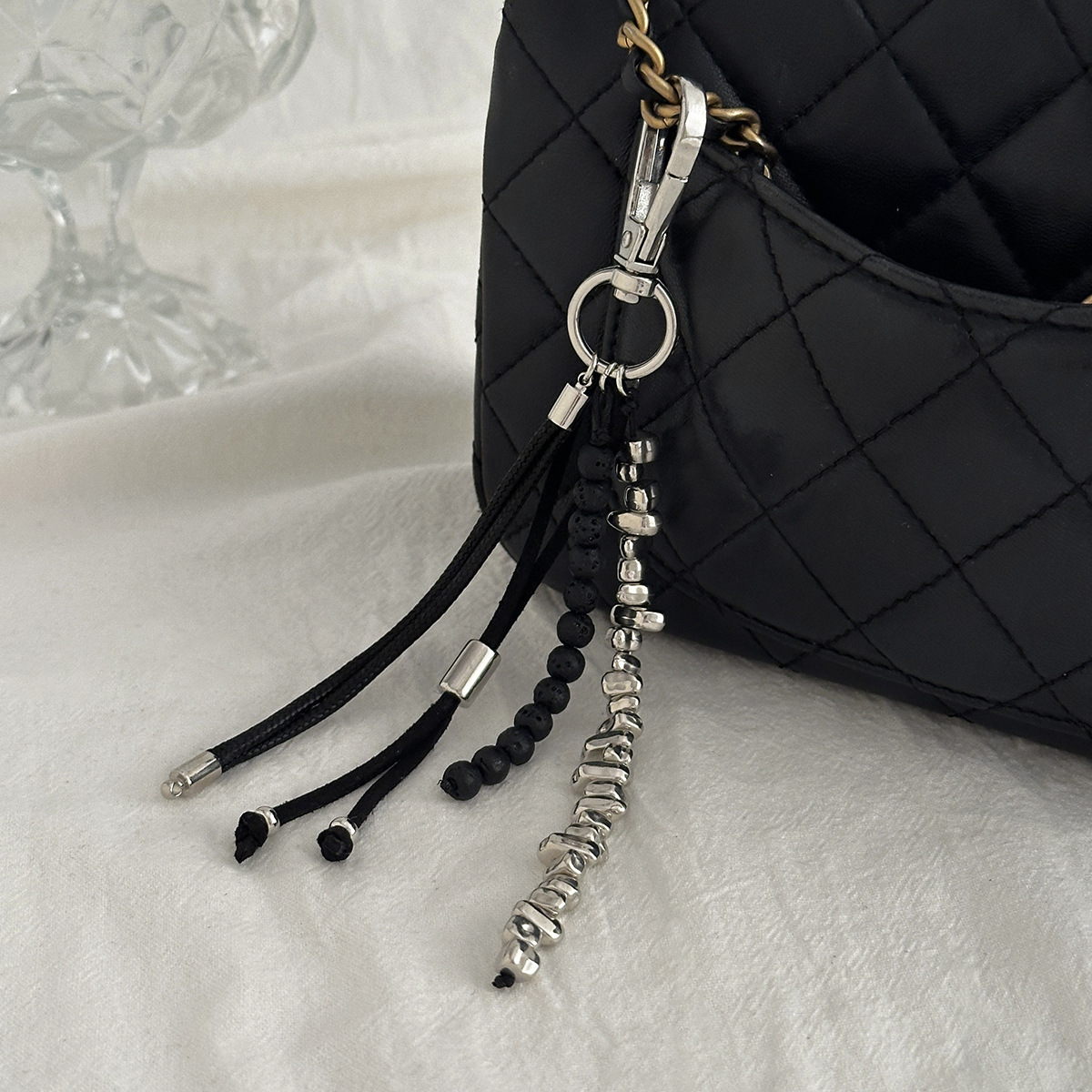 2025 Heart-Shaped Unique Design CCB Pearl Beadeds Chain Keychain Peach Bead Bag Chain Pendant Jewelry Daily Wear Keychain Gifts