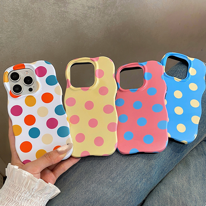 เคสโทรศัพท์ลายจุดน่ารัก เงางาม สำหรับ iPhone 17 Air 16 15 14 13 Pro Max ป้องกันการกระแทก ขอบโค้งมน สวยงาม