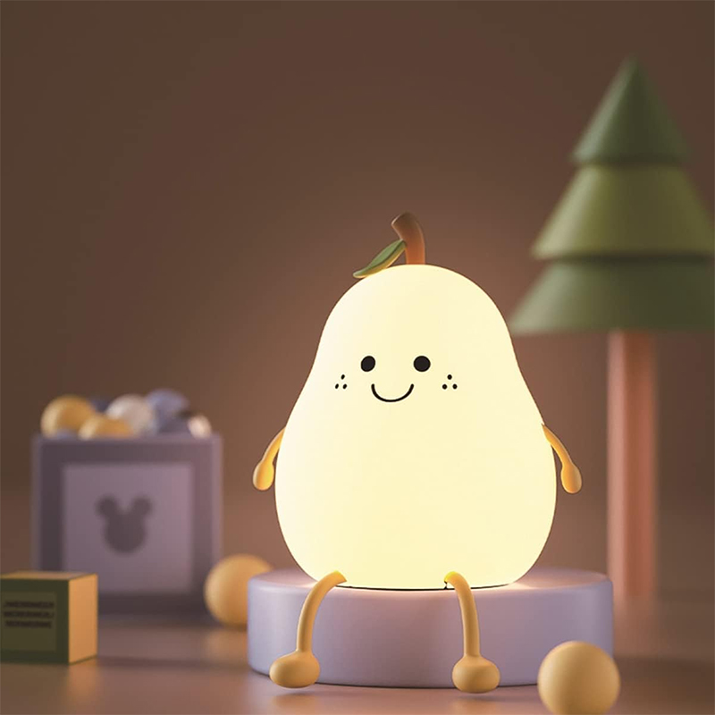 Nachtlichter für Kinder, birnenförmig, niedliches Silikon-Nachtlicht, 7 Farben, dimmbare Nachtlampe, USB-Aufladung, für Schlafzimmer, Nachttisch