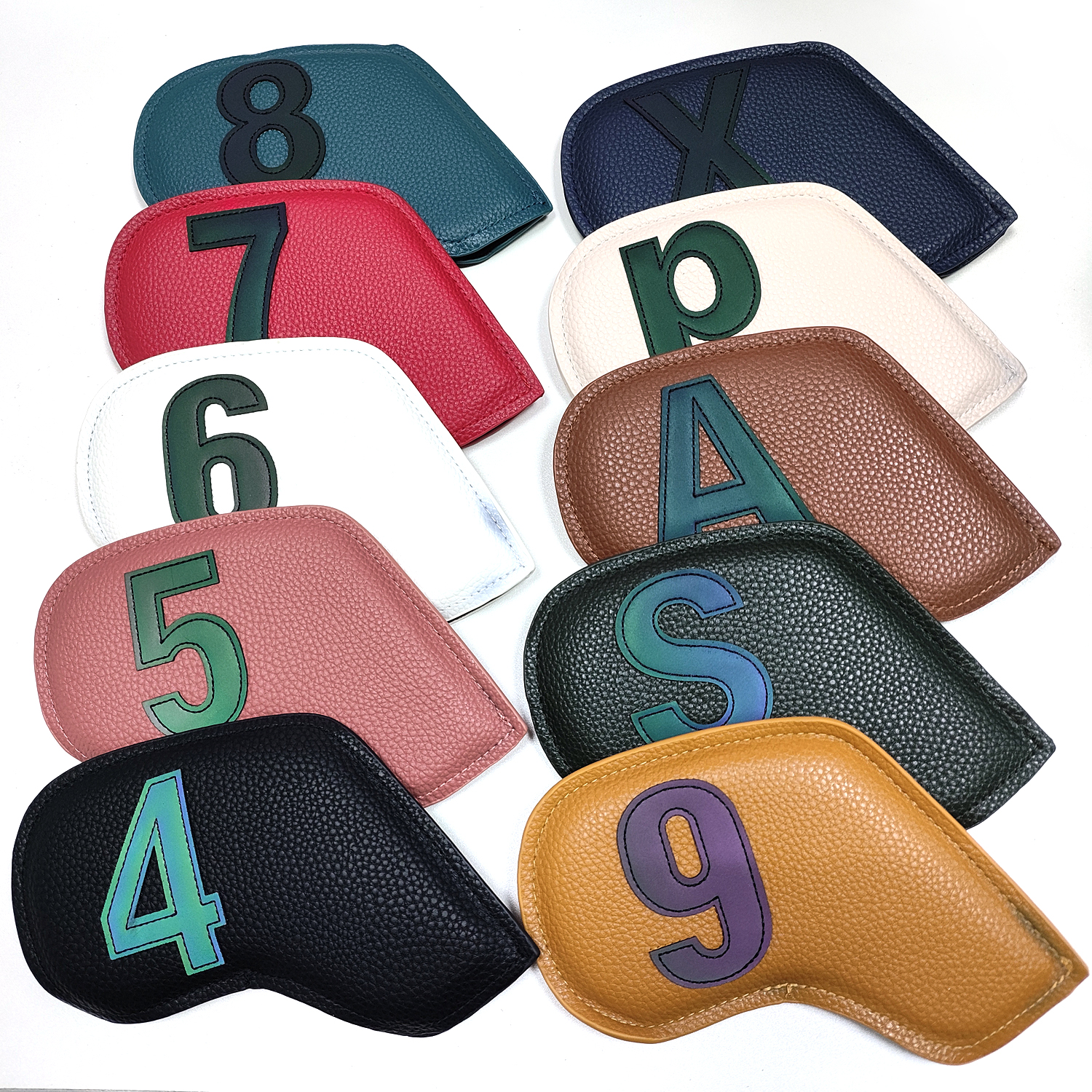 10 unids/set Golf cubierta de cabeza de hierro 3-9,P,S,A, cubierta de cabeza de palo bordado número caso deporte Golf accesorios de equipo de entrenamiento