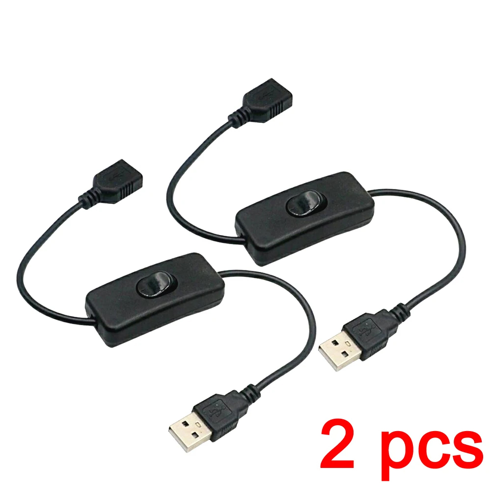 Câble USB avec interrupteur marche/arrêt, 2 pièces, Extension de câble à bascule pour lampe USB, ligne d'alimentation pour ventilateur USB, adaptateur Durable, casque USB LED