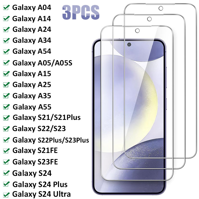 3 SZTUKI Szkło hartowane do Samsung Galaxy S24 S23 S22 Plus S21FE A04 A14 A54 A34 A15 A25 A05S A35 A55 Folia ochronna na ekran Szkło