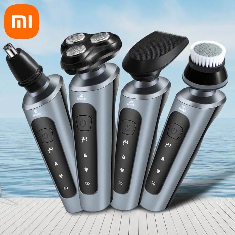 Xiaomi-barredores eléctricos 4 en 1 para hombre, afeitadoras rotativas con batería recargable, afeitadora resistente al agua, uso en seco y húmedo, maquinilla de afeitar eléctrica