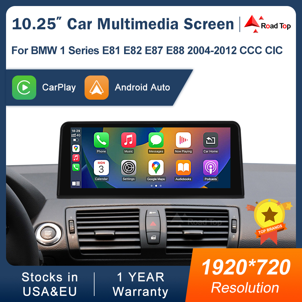 Reproductor Multimedia Inalámbrico para coche, dispositivo con Android, CarPlay, pantalla táctil, navegación, CCC, CIC, para BMW serie 1, E81, E82, E87, E88, 2004-2012