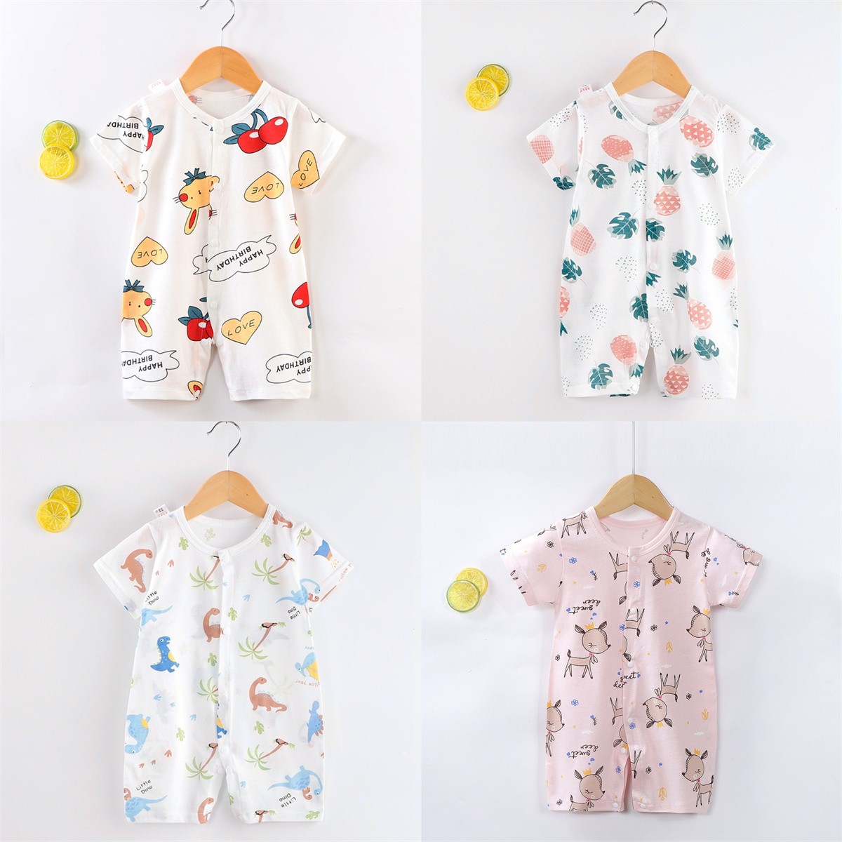 0-24month ベビー服夏の幼児ジャンプスーツプリントファッションかわいい Infantil 衣装綿半袖登山服カバーオール